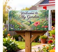 Coperture magnetiche per cassette postali con colibrì, decorazione per cassetta delle lettere da giardino, fiori naturali, libellula, verde primavera, decorazione per cortile, 45,7 x 53,3 cm