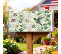 Coperture magnetiche per cassette postali con colibrì, decorazioni per cassette postali verdi primaverili ispirate alla natura, gigli e farfalle, decorazione per giardino e cortile, 45,7 x 53,3 cm