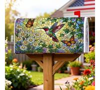 Coperture magnetiche per cassette postali con colibrì, ispirate alla natura, vibranti farfalle margherite verde primaverile, copertura per cassetta postale per decorazioni per casa e giardino, 45,7 x