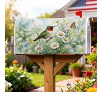 Coperture magnetiche per cassette postali con colibrì, primavera natura, farfalla, margherite, verde primavera, coperture per cassetta delle lettere per esterni, decorazione per giardino e patio, 53 x