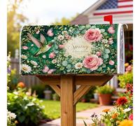 Coperture magnetiche per cassette postali con colibrì, rose floreali primaverili margherite copertura per cassetta delle lettere verde primavera copertura per la decorazione del prato 45,7 x 53,7 cm
