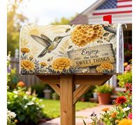 Coperture magnetiche per cassette postali con colibrì, rustiche vintage calendula sole estate giallo copertura per cassetta postale per decorazione portico anteriore 45,7 x 53,7 cm