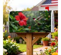 Coperture magnetiche per cassette postali con colibrì, tropicale vibrante ibisco farfalla estate rosso vacanza copertura per la decorazione del prato 53 x 64 cm