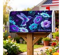 Coperture magnetiche per cassette postali con colibrì, vibranti ibisco tropicale, decorazioni floreali estive viola per la casa e il giardino, 45,7 x 53,7 cm