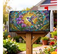 Coperture magnetiche per cassette postali con colibrì, vivaci orchidee ispirate alla natura, primavera verde brillante, protezione per cassetta postale per giardino, patio, decorazione, 45,7 x 53,3 cm