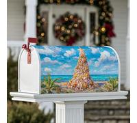 Coperture magnetiche per cassette postali con conchiglie, copertura decorativa per cassetta postale con stelle marine tropicali e palme, blu estivo, per decorazione portico anteriore, 45,7 x 53,7 cm