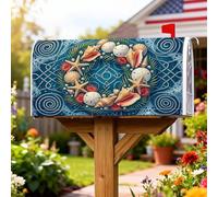 Coperture magnetiche per cassette postali con conchiglie, costiere nautiche marine marine sabbia dollari estate blu buste per la decorazione del cortile anteriore 53 x 64 cm