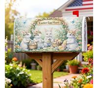 Coperture magnetiche per cassette postali con coniglietti, uova di Pasqua primaverili, fiori pasquali, decorazione per giardino, cortile, 53 x 64 cm