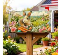 Coperture magnetiche per cassette postali con coniglio, fiori rustici primaverili, carote, pasquali, decorazioni per casa e giardino, 53 x 64 cm