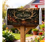 Coperture magnetiche per cassette postali con corna, rustiche e vintage, montagne, lanterne, estive, verdi, decorazioni per cassette postali per esterni, decorazione da giardino, 53 x 64 cm