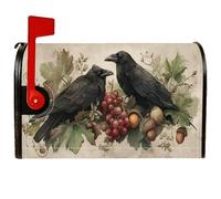 Coperture magnetiche per cassette postali con corvi, autunnali, rustiche, uva, ghiande, colore nero, per decorazione del portico anteriore, 53 x 64 cm