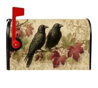 Coperture magnetiche per cassette postali con corvi, foglie autunnali rustiche e ghiande, verde scuro, copertura per la decorazione del prato, 53 x 64 cm