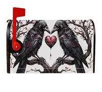 Coperture magnetiche per cassette postali con corvi, motivo gotico con cuori scuri e rami di Halloween, colore nero, decorazione per esterni, 53 x 64 cm