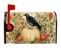 Coperture magnetiche per cassette postali con corvo, autunnali rustiche con fiori di zucca autunnali, copertura per cassetta postale per le vacanze, decorazione da giardino e cortile, 53 x 64 cm
