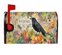 Coperture magnetiche per cassette postali con corvo, autunnali rustiche foglie di zucca autunnali arancioni, copertura per cassetta postale per esterni, giardino, cortile, decorazione 53 x 64 cm
