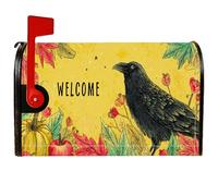 Coperture magnetiche per cassette postali con corvo, autunnali rustiche foglie di zucca gialle autunnali, copertura stagionale per la decorazione della porta d'ingresso, 53 x 64 cm