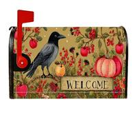 Coperture magnetiche per cassette postali con corvo, autunnali, rustiche, zucche, frutta, autunno, arancione, decorazione per esterni, 53 x 64 cm