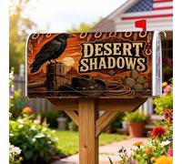 Coperture magnetiche per cassette postali con corvo, cappello da cowboy rustico occidentale cactus, coperture per cassette postali per esterni, decorazione da giardino e cortile, 45 x 53 cm