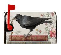 Coperture magnetiche per cassette postali con corvo, fiori rustici vintage, decorazioni nere per cassette postali per la decorazione del cortile 53 x 65 cm