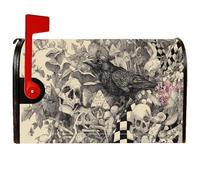 Coperture magnetiche per cassette postali con corvo, gotico teschio scuro fiore Halloween nero coperture per cassetta postale per esterni per decorazione portico anteriore 53 x 65,5 cm