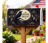Coperture magnetiche per cassette postali con corvo, mistiche, bohémien, luna, acchiappasogni, autunnali, pelle, per decorare la casa e il giardino, 53 x 64 cm