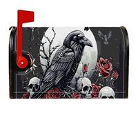 Coperture magnetiche per cassette postali con corvo, rose scure gotiche, teschi di Halloween, copertura per cassetta della posta per esterni, decorazione da giardino, 53 x 64 cm