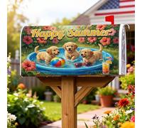 Coperture magnetiche per cassette postali con cuccioli, copertura estiva per cassetta delle lettere blu per decorazioni esterne 45,7 x 53,3 cm