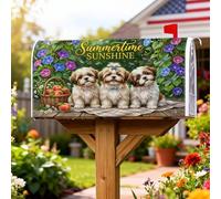 Coperture magnetiche per cassette postali con cuccioli, copertura estiva per cassette postali verdi per esterni, decorazioni per casa e giardino, 53 x 64 cm