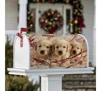 Coperture magnetiche per cassette postali con cuccioli, nastri festivi fantasiosi fiocchi di neve natalizi dorati per decorazione esterna del cortile 53 x 64 cm