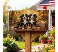 Coperture magnetiche per cassette postali con cuccioli, rustiche, zucche di fattoria, foglie autunnali, copertura per cassetta postale per esterni e cortile, 53 x 65,5 cm