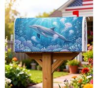 Coperture magnetiche per cassette postali con delfino, meduse subacquee oceaniche corallo blu estate protezione per la posta per decorazioni esterne 53 x 64 cm