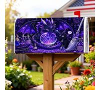 Coperture magnetiche per cassette postali con drago, fantasia gatto fantasioso, palla di cristallo viola, involucri per cassetta delle lettere per decorazioni esterne da cortile, 45,7 x 53,7 cm