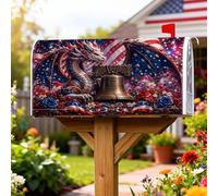 Coperture magnetiche per cassette postali con drago, fantasia patriottica, campane della libertà, stelle, giorno dell'indipendenza, coperture rosse per cassetta delle lettere per esterni, decorazione