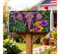 Coperture magnetiche per cassette postali con elefante, tropicale vibrante ibisco orchidea estiva viola coperture per esterni decorazione da cortile 45,7 x 53,7 cm