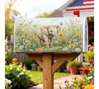 Coperture magnetiche per cassette postali con elefanti, fantasiosi fiori e farfalle, per esterni, giardino, cortile, decorazione 45,7 x 53,7 cm