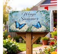 Coperture magnetiche per cassette postali con farfalla, natura estiva ortensia edera, copertura per cassetta postale blu per esterni decorazione da cortile 45,7 x 53,3 cm