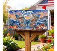 Coperture magnetiche per cassette postali con farfalle, conchiglie marine tropicali coralli estive, blu per le vacanze, per decorare la casa e il giardino, 53 x 64 cm