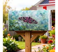Coperture magnetiche per cassette postali con farfalle, copertura per cassetta della posta verde, motivo natura, felci fantasiose, foglie primaverili, decorazione per portico anteriore, 45,7 x 53,7 cm