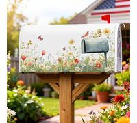 Coperture magnetiche per cassette postali con farfalle, copertura per cassetta postale con fiori fantasiosi primaverili, per decorazioni esterne, 53 x 64 cm