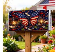 Coperture magnetiche per cassette postali con farfalle, copertura per cassetta postale con lanterna festiva patriottica e bacca estiva rossa, per decorazioni esterne, 45,7 x 53,3 cm