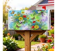 Coperture magnetiche per cassette postali con farfalle, crisantemo floreale primaverile rosa verde primavera copertura decorativa per cassette delle lettere per decorazioni esterne 45,7 x 53,7 cm