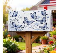 Coperture magnetiche per cassette postali con farfalle, elegante copertura per cassetta delle lettere blu a spirale con fiori fantasiosi, per decorazione del prato, 45,7 x 53,3 cm