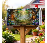 Coperture magnetiche per cassette postali con farfalle, fantasiosi alberi e fiori primaverili verdi per le vacanze, per decorazioni esterne, 53 x 64 cm