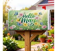 Coperture magnetiche per cassette postali con farfalle, fiori fantasiosi primaverili, erba verde primavera, copertura per cassetta della posta per giardino, patio, decorazione, 45,7 x 53,3 cm