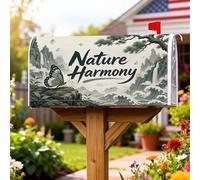 Coperture magnetiche per cassette postali con farfalle, montagne serene naturali, cascate, estive, verdi, per decorazioni esterne, 45,7 x 53,7 cm