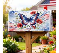 Coperture magnetiche per cassette postali con farfalle, papaveri patriottici, crisantemo, giorno dell'indipendenza, decorazione per porta d'ingresso, 53 x 64 cm