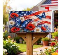 Coperture magnetiche per cassette postali con farfalle, patriottiche stagionali papaveri crisantemi, coperture per cassette postali estive rosse per esterni, decorazioni per casa e giardino, 45,7 x