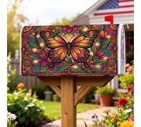 Coperture magnetiche per cassette postali con farfalle, vivaci fiori bohémien, foglie primaverili arancioni, copertura per la decorazione del prato, 45,7 x 53,7 cm
