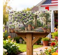 Coperture magnetiche per cassette postali con fichi, rustiche in pietra di lavanda, verde primavera, copertura per cassetta postale per decorazioni da giardino all'aperto, 45,7 x 53,7 cm