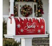 Coperture magnetiche per cassette postali con fiocchi di neve, Babbo Natale Polo Nord Natale rosso copertura per la decorazione del portico anteriore 45,7 x 53,7 cm